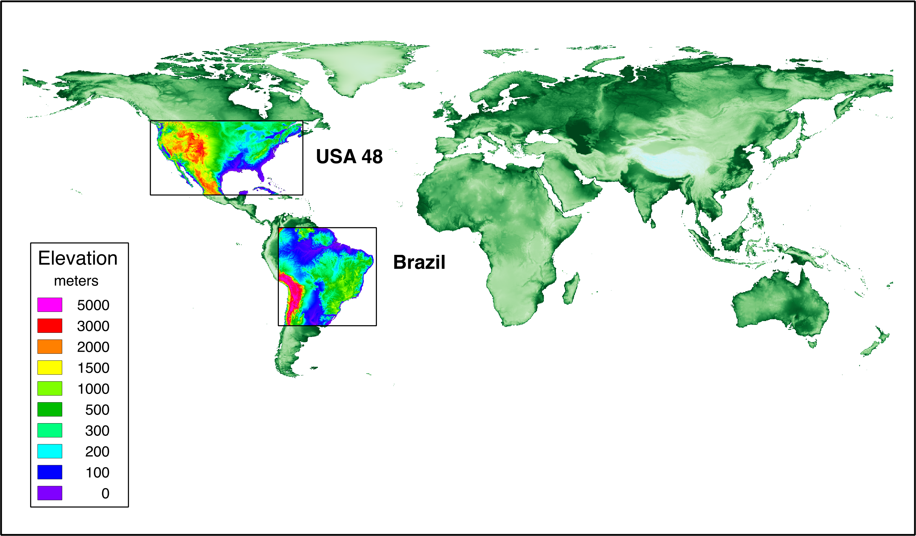 A Green Earth map showing study regions